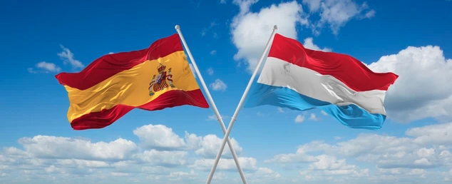 Luxembourg and Spain flags